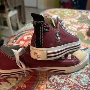 FSU Burgundy Low-Top Canvas Sneakers with Cream Toecap